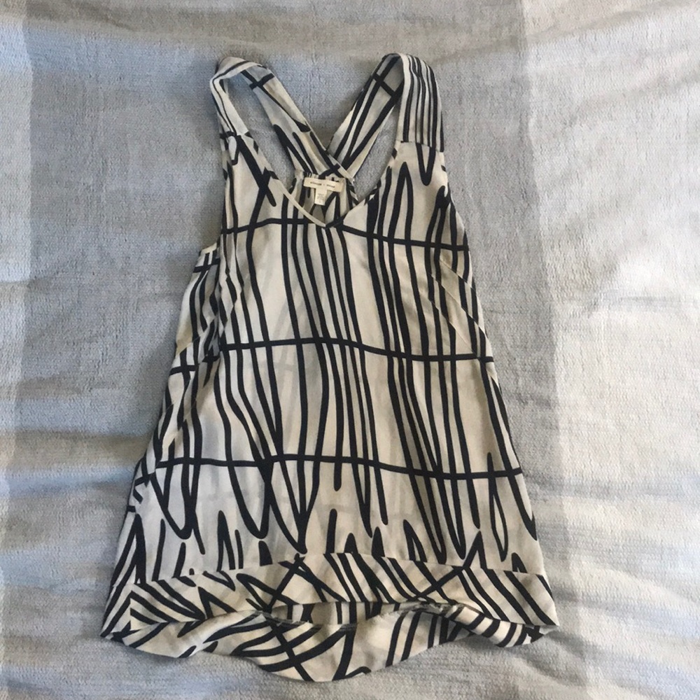 Creme and black high low tank